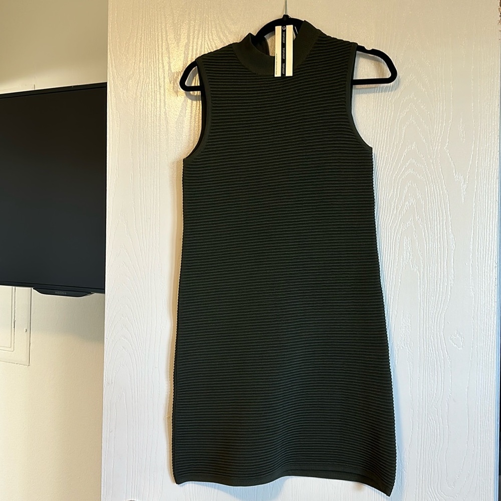TOPSHOP Womens Knit Dress
Green High Neck Ribbed Sleeveless
Solid Mini Casual8